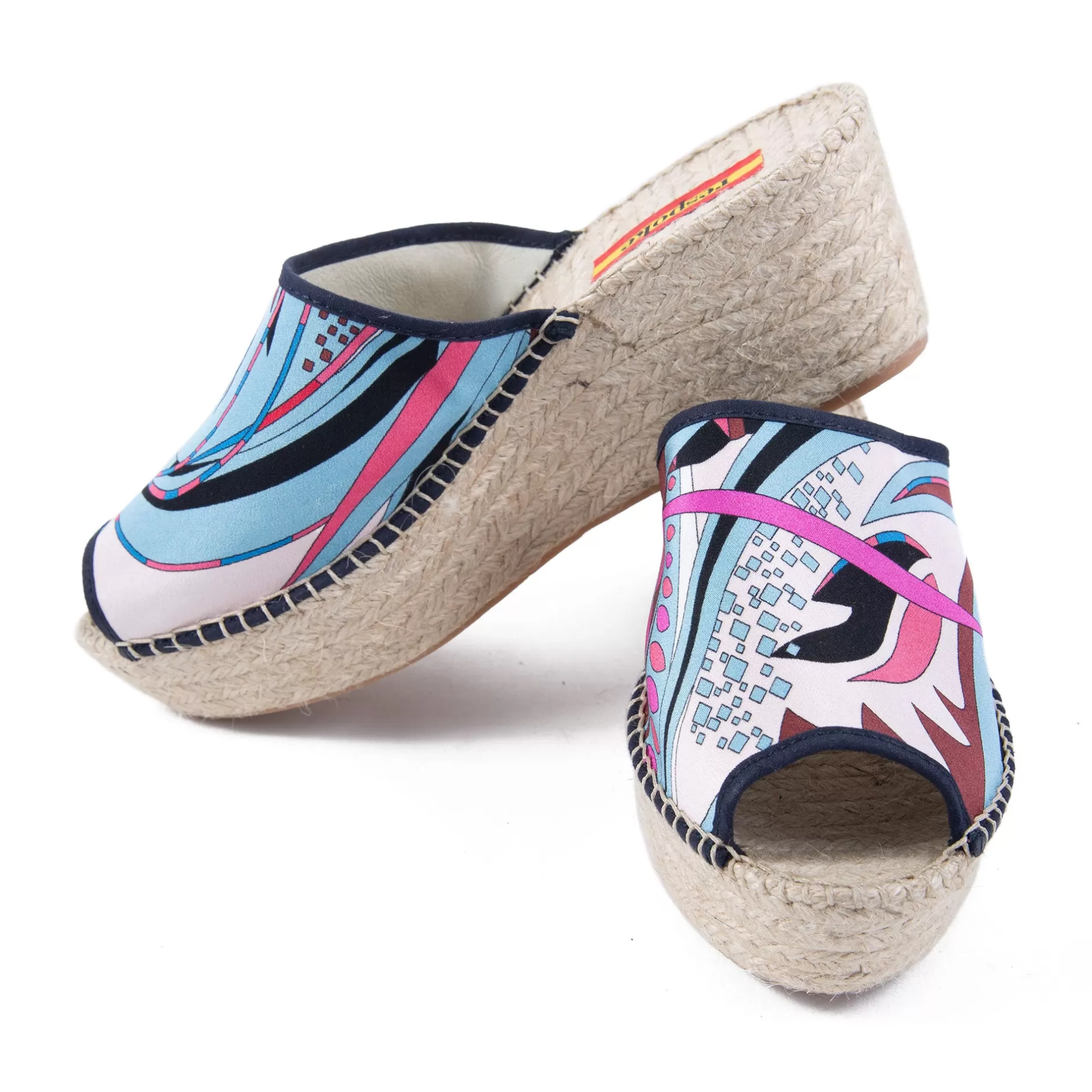 Respoke Footwear*Alexa Turquoise/Pink Modern Wedge Espadrilles