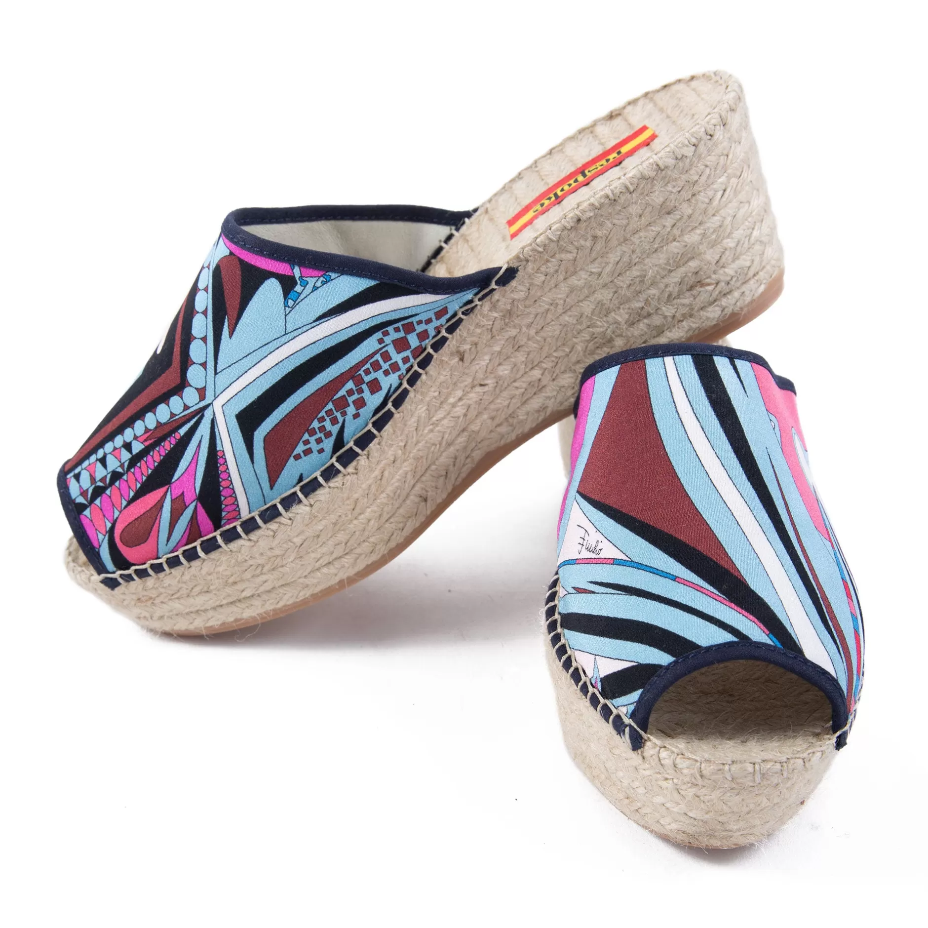 Respoke Footwear*Alexa Turquoise/Pink Modern Wedge Espadrilles