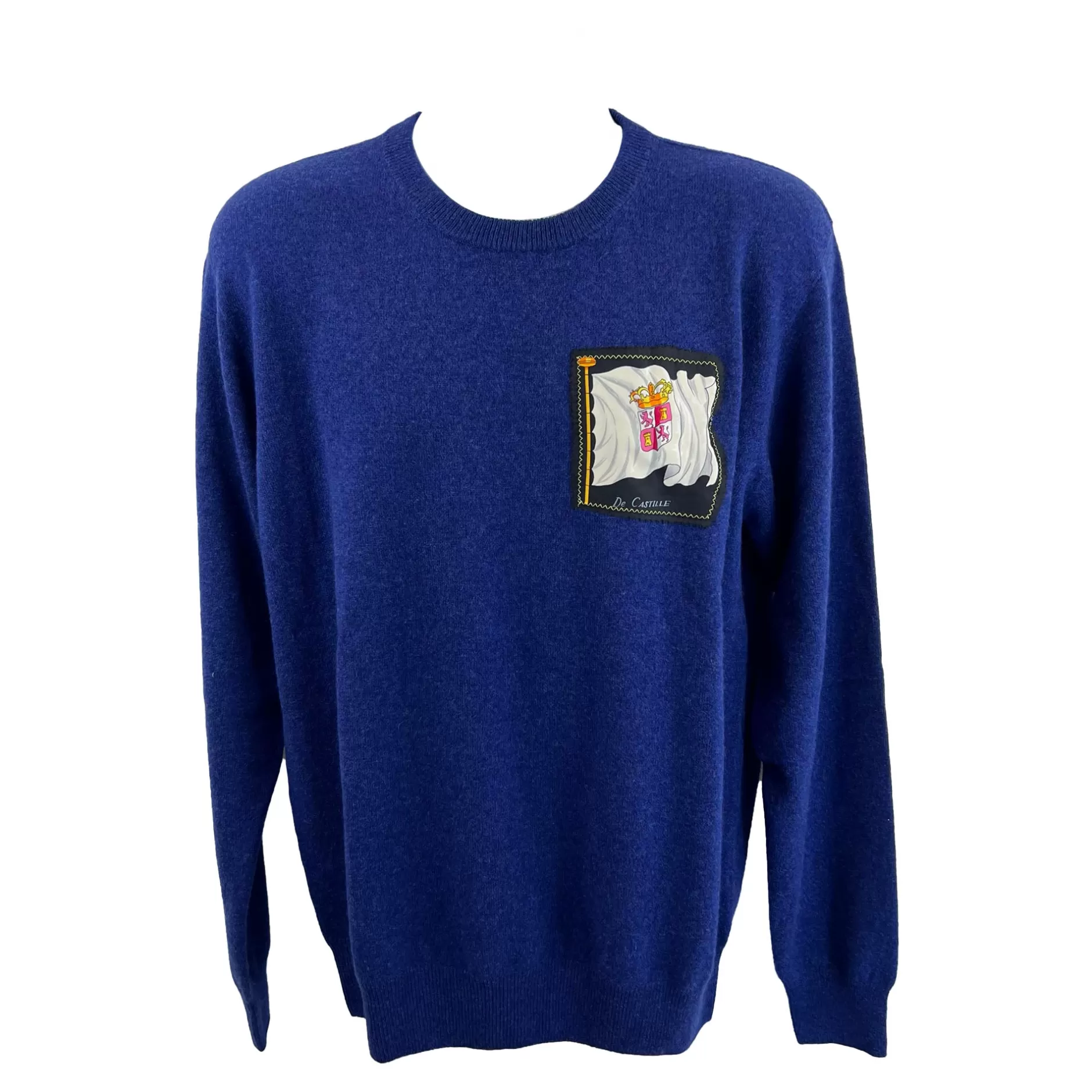 Respoke Clothing*Cashmere Crewneck In Blue With Pavois Silk-L