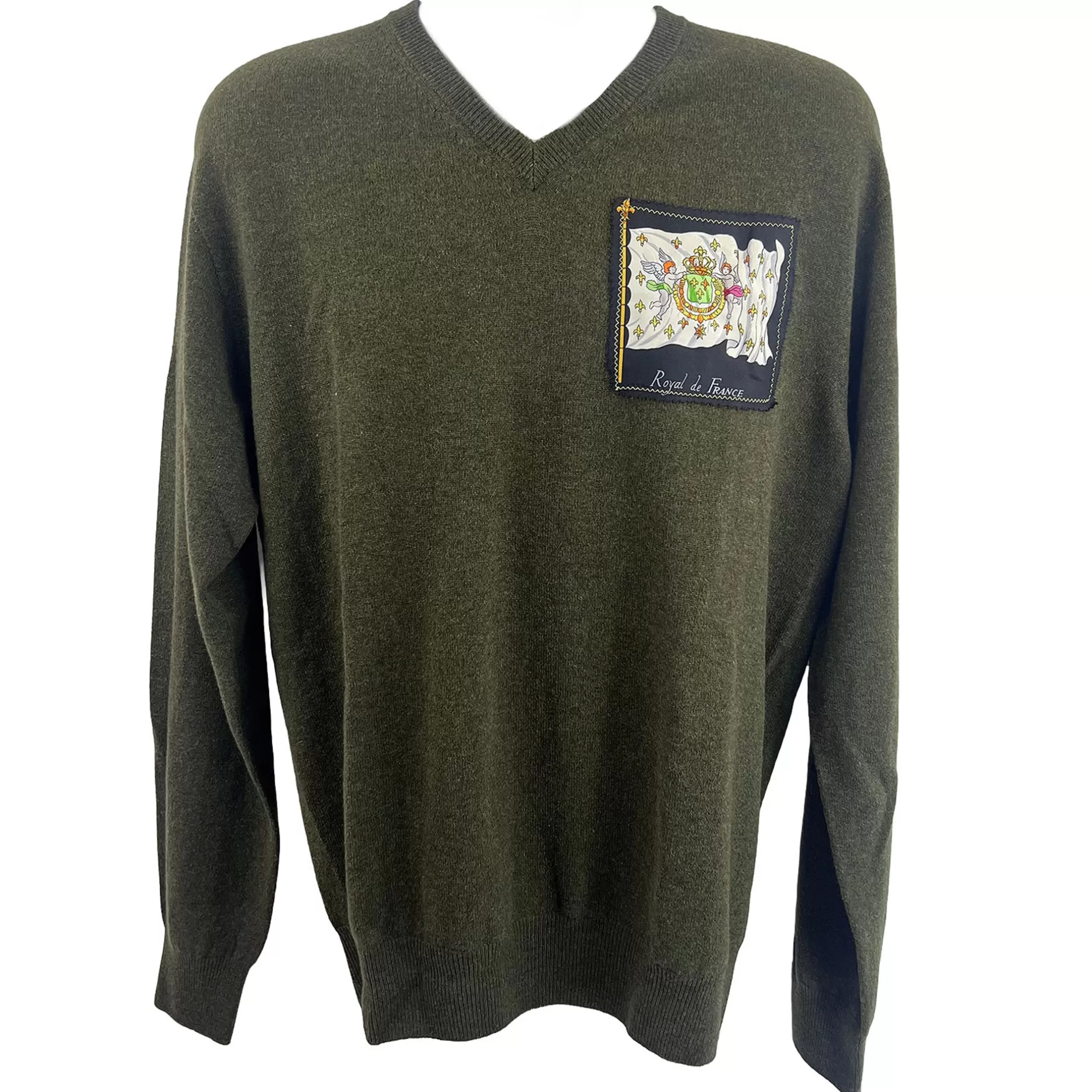 Respoke Clothing*Cashmere V-Neck In Green With Pavois Silk-Xl