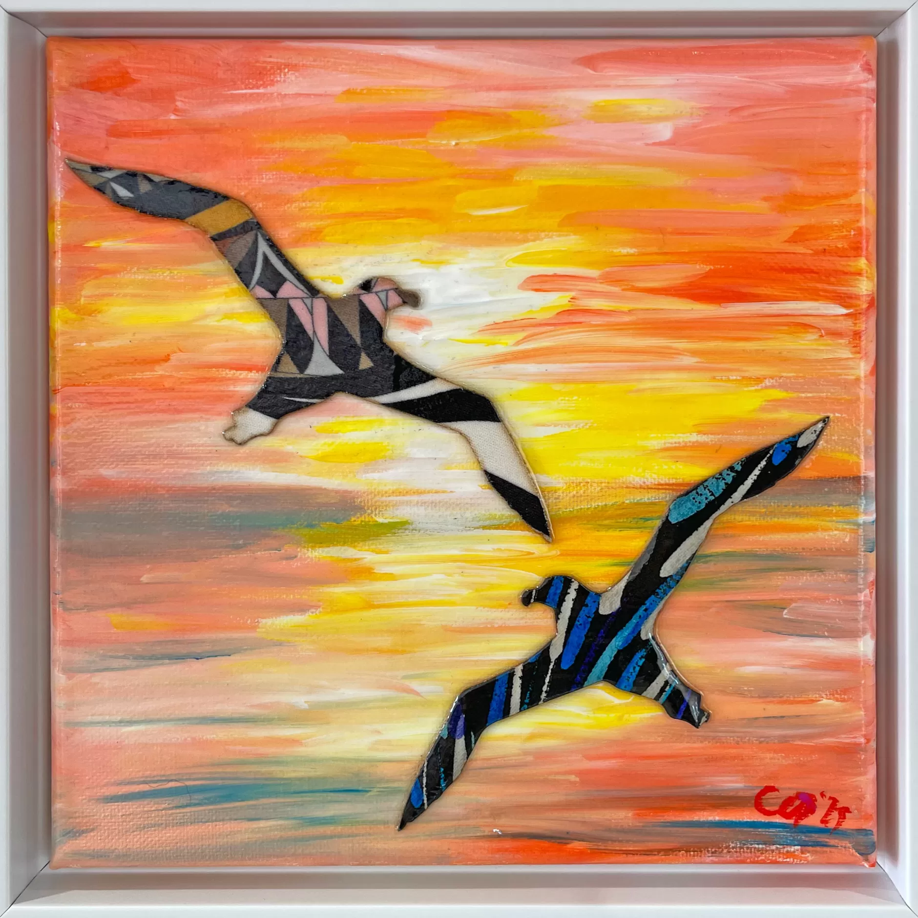 Respoke Fine Art*Seagulls Collage 2-8X8 Framed