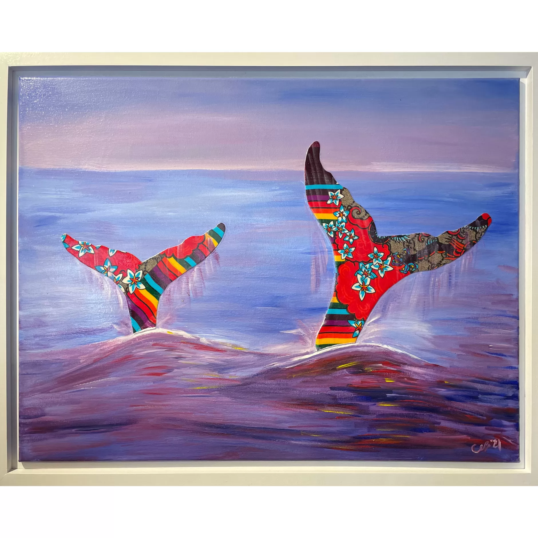 Respoke Fine Art*Whale Tales Collage-20X16 Framed